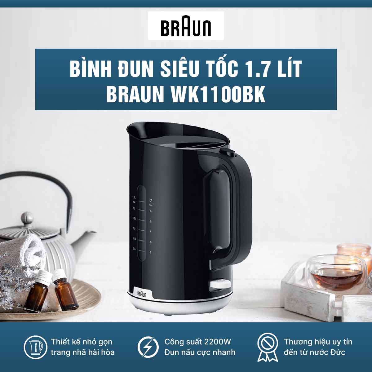 Braun WK1100BK dung tích lớn 1.7 lít
