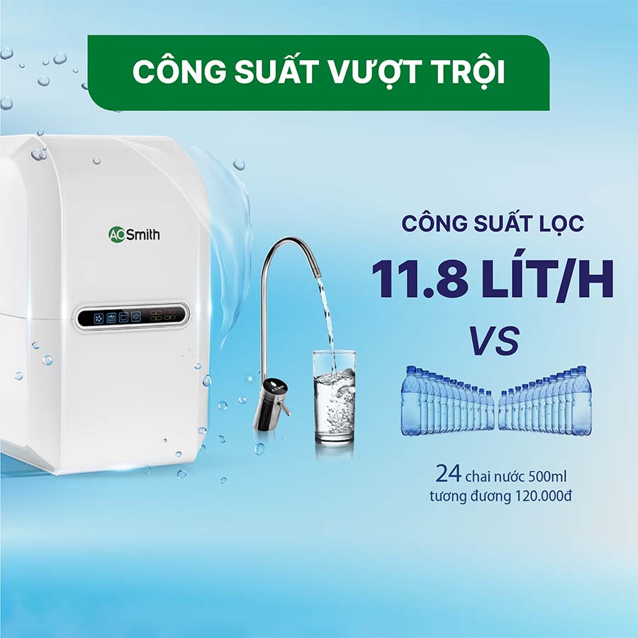 Máy lọc nước A. O. Smith AR75-A-S-2 có công suất lọc 11.8l/h