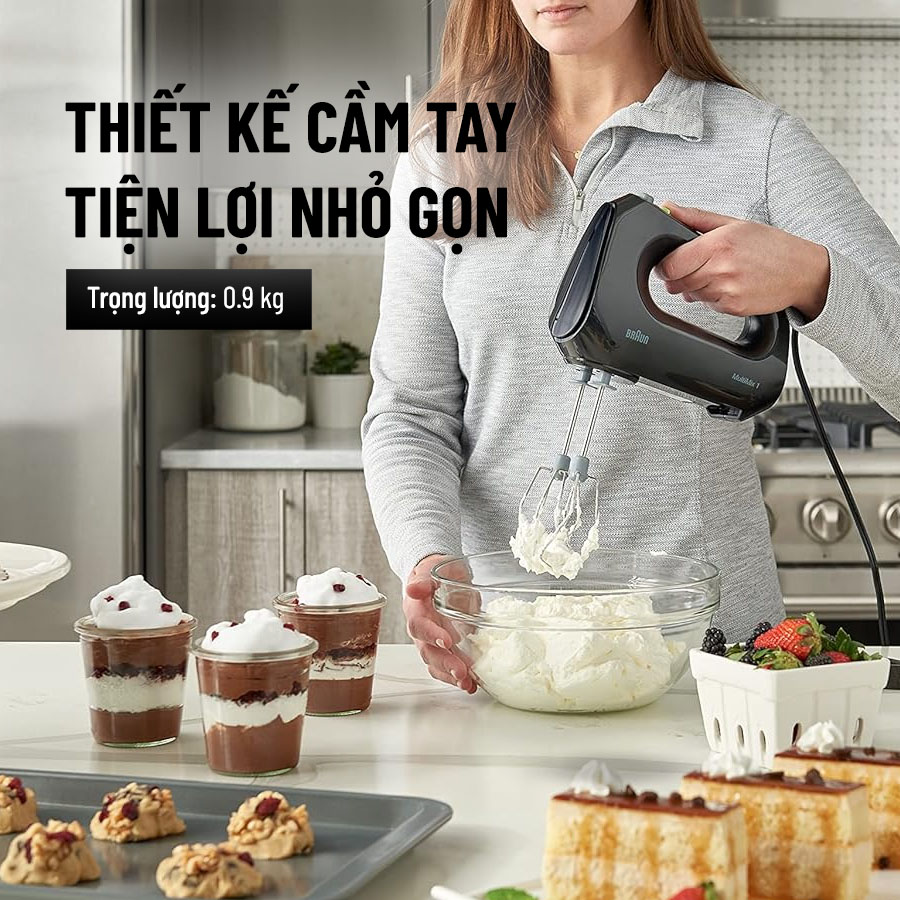 Máy trộn cầm tay Braun HM1010BK thiết kế nhỏ gọn dễ dàng cầm nắm