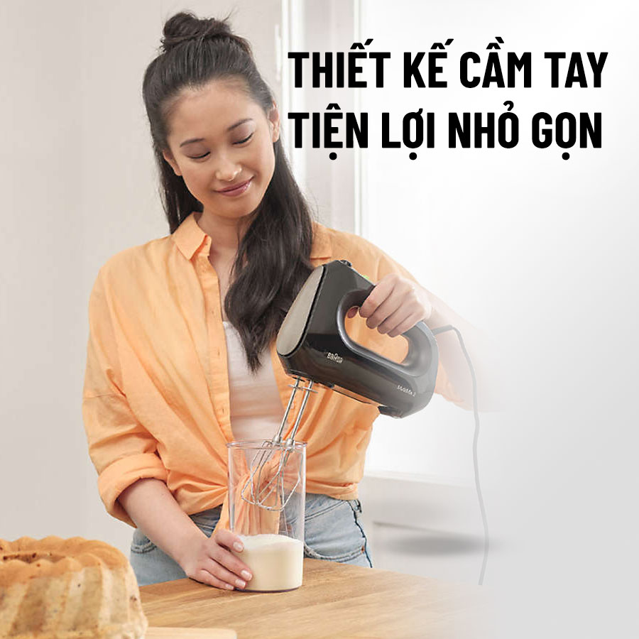 Máy trộn cầm tay Braun HM2110BK thiết kế gọn nhẹ dễ dàng cầm nắm