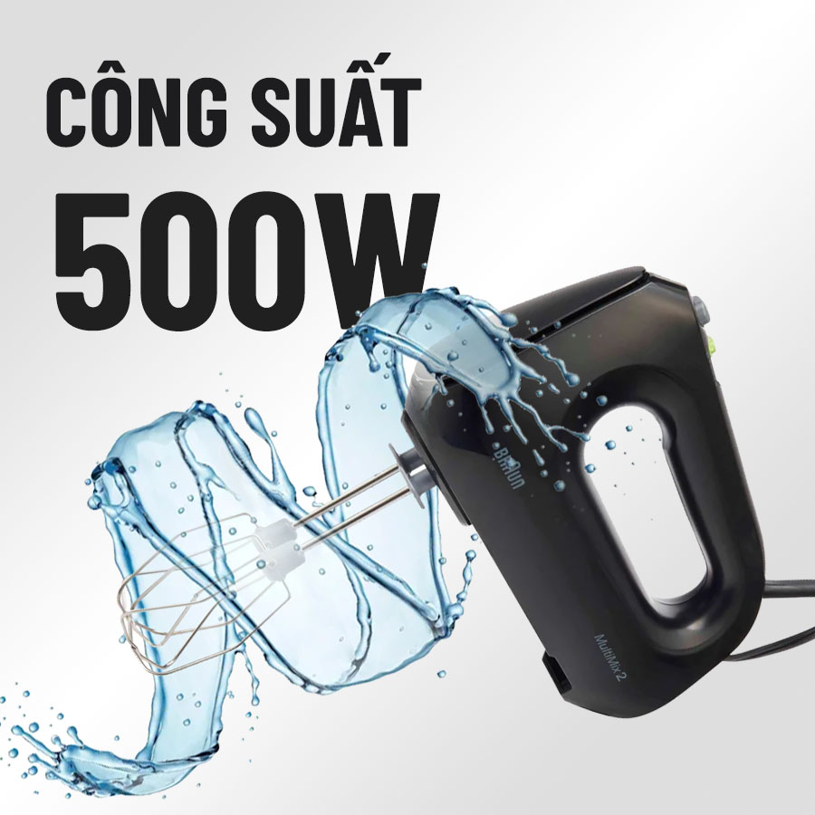 Máy trộn cầm tay Braun HM2110BK công suất 500W mạnh mẽ