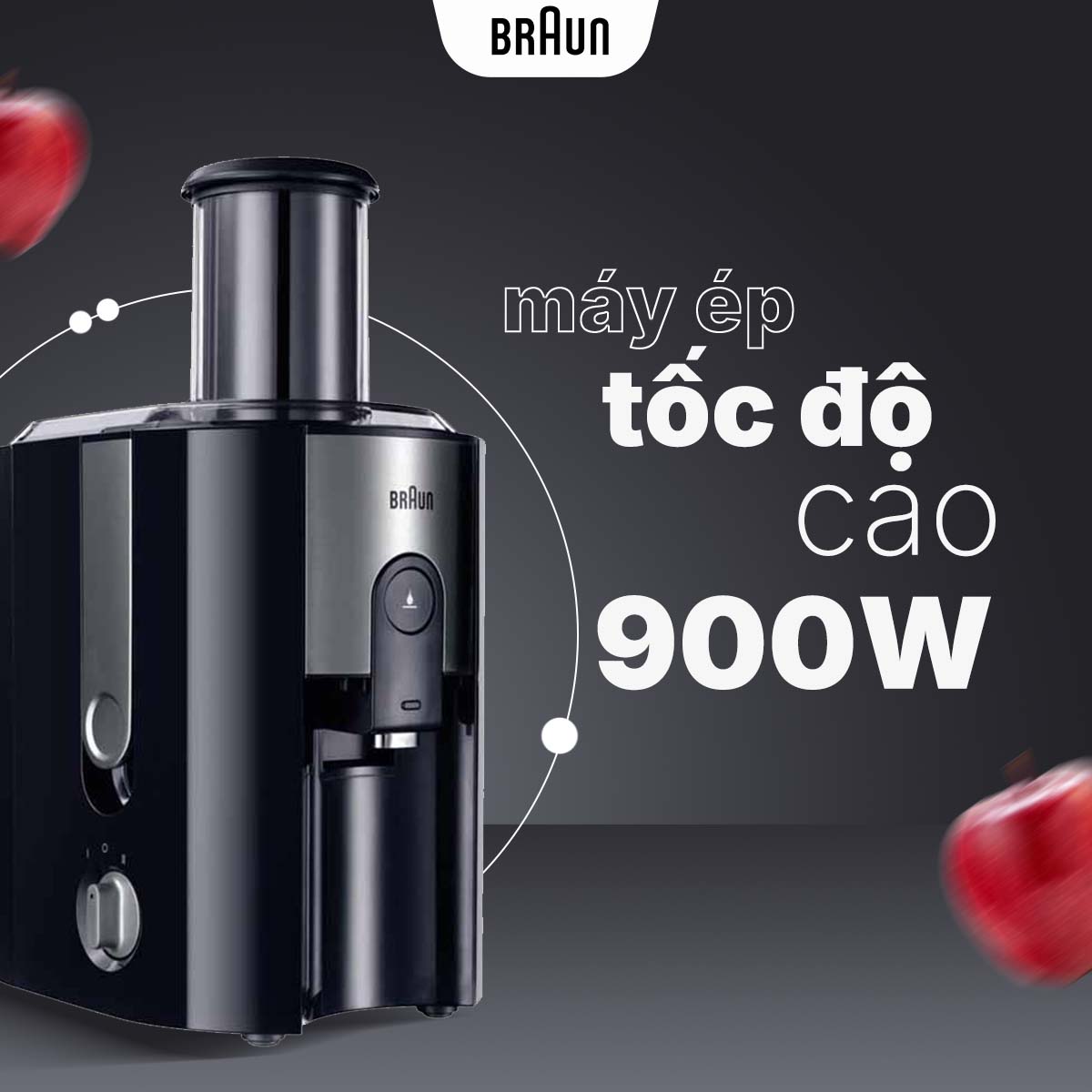 Braun J500 công suất ép lớn, ép nhanh nhiều loại hoa quả, rau củ