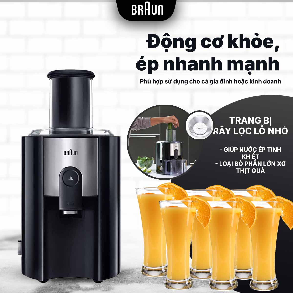 Máy ép trái cây Braun J500 tích hợp hệ thống ép cải tiến