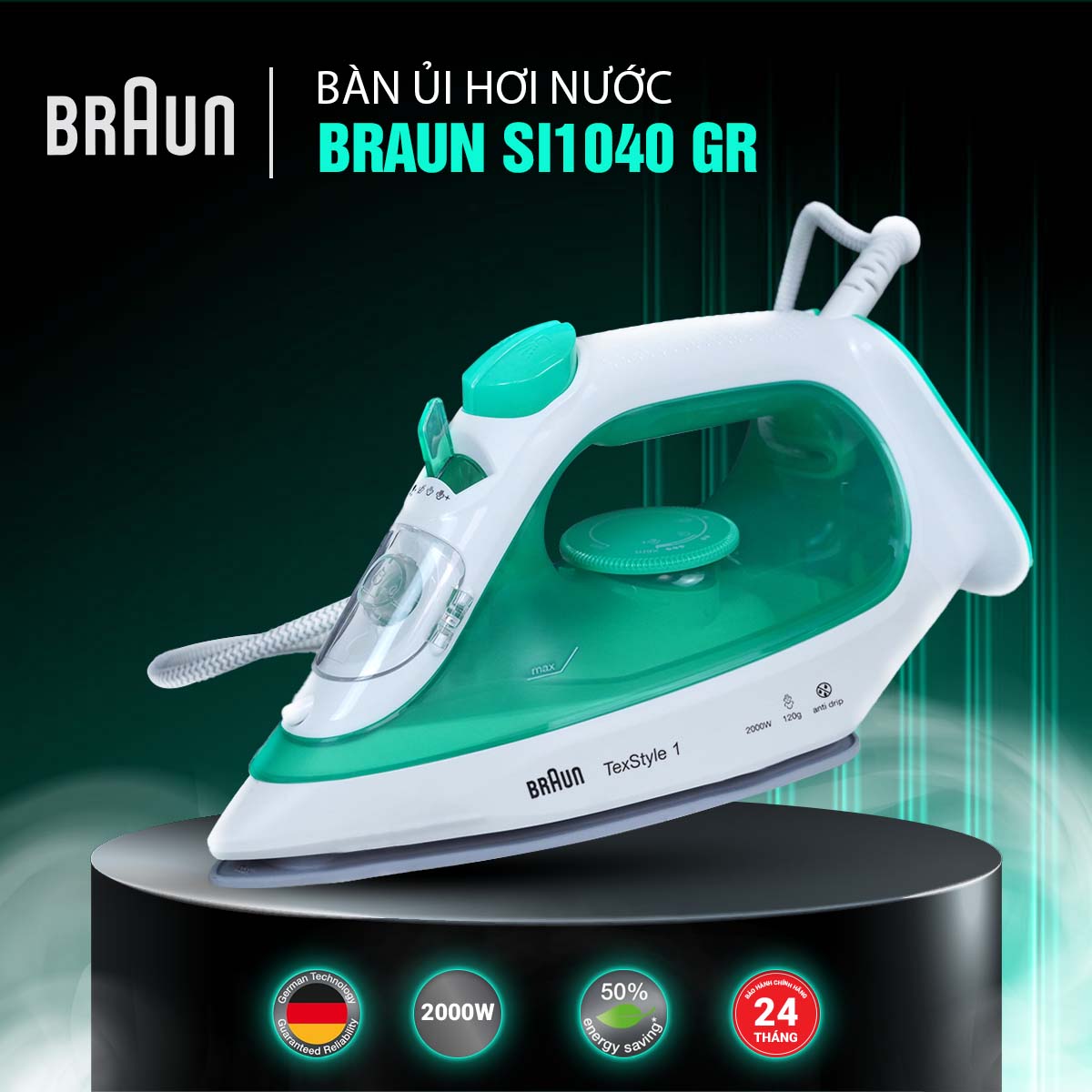 Bàn ủi hơi nước Braun SI1040 thiết kế thông minh hướng đến người dùng