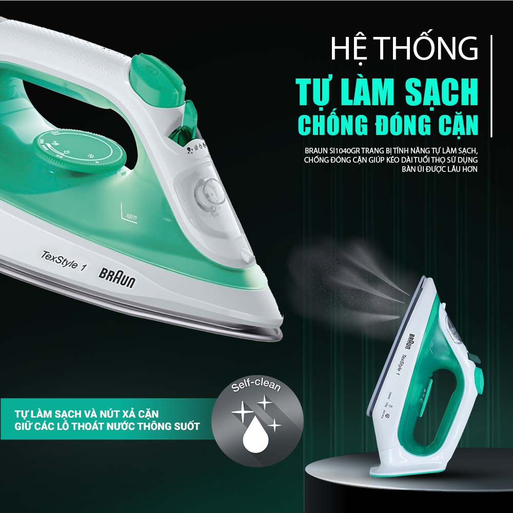 Bàn ủi hơi nước Braun SI1040 tích hợp công nghệ tự làm sạch