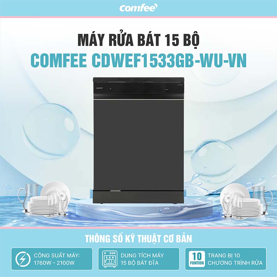 Máy rửa bát 15 bộ Comfee CDWEF1533GB-WU-VN