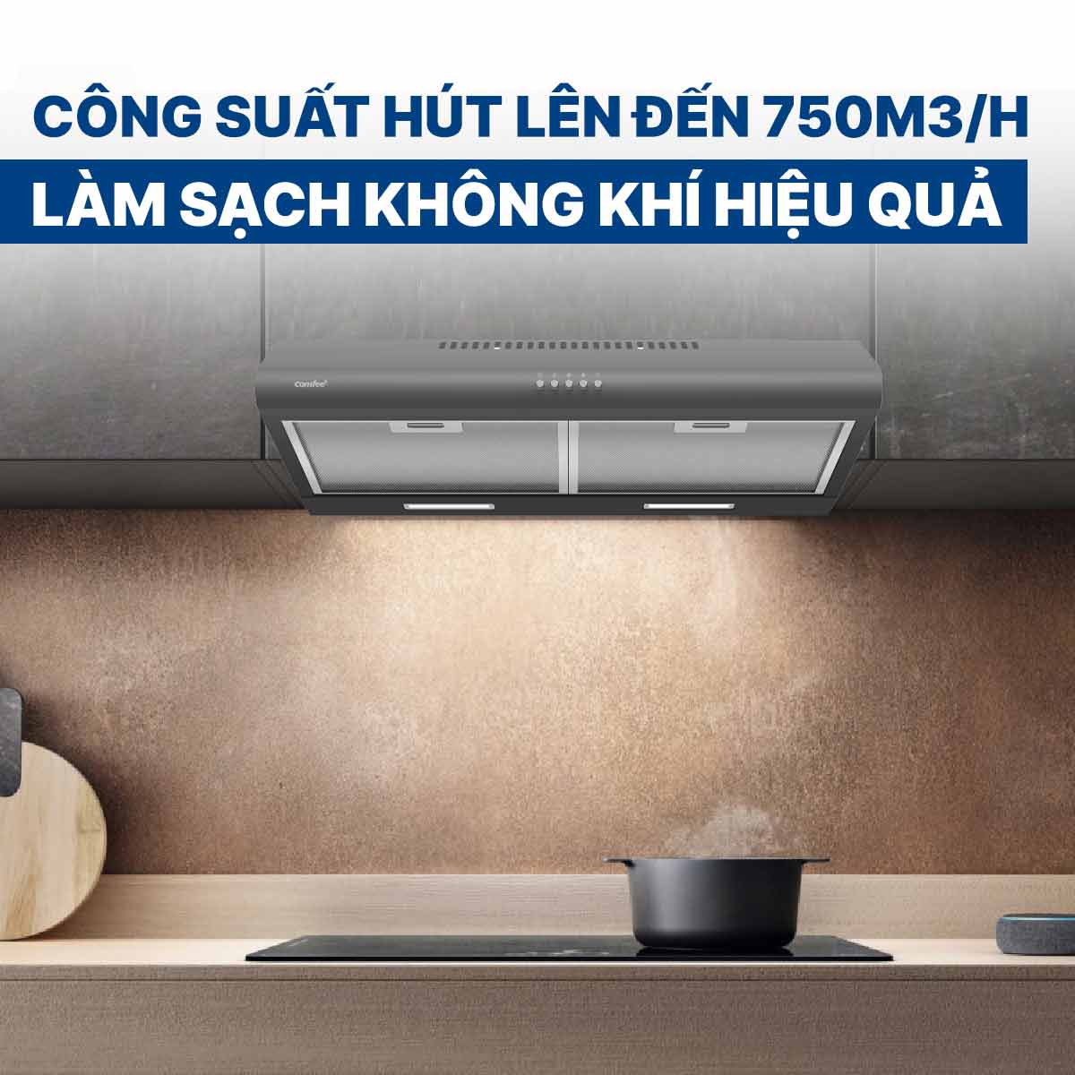 Máy hút mùi âm tủ Comfee CH-70SF49B