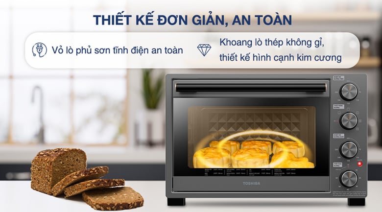 Lò nướng Toshiba TL-MC35Z có thiết kế hiện đại, đơn giản