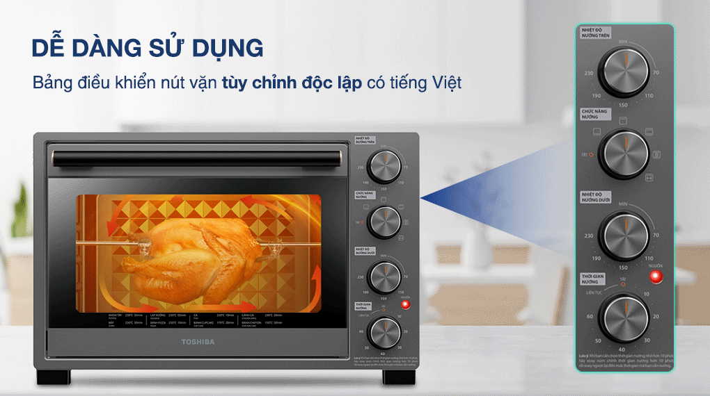 Lò nướng Toshiba TL-MC35Z có bảng điều khiển dạng núm vặn