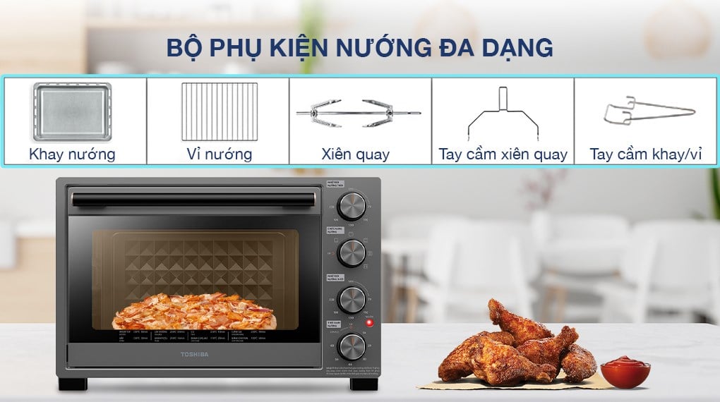 Lò nướng Toshiba TL-MC35Z có nhiều phụ kiện đa dạng