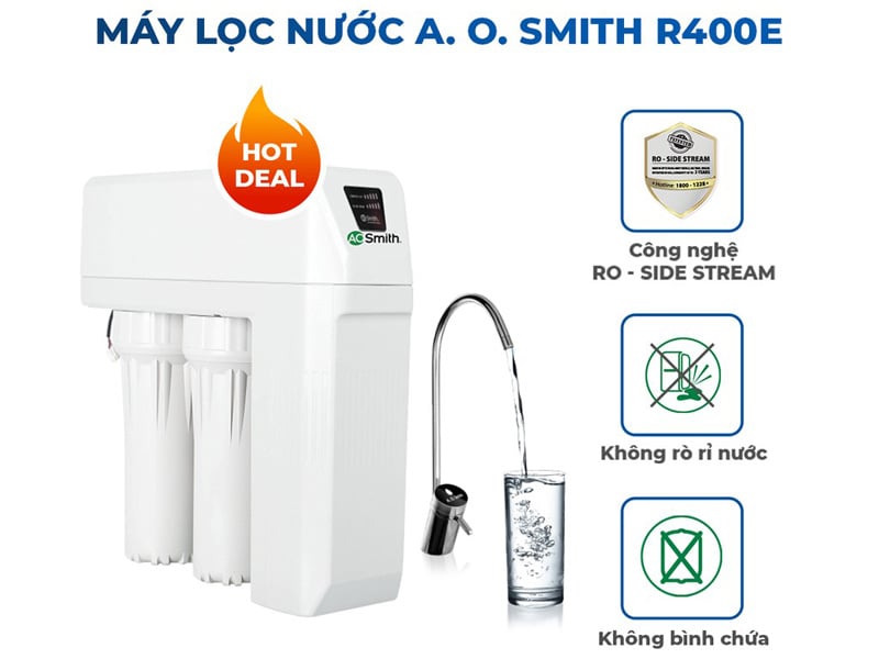 Máy lọc nước RO A.O.Smith R400E có khả năng chống rò rỉ tối đa