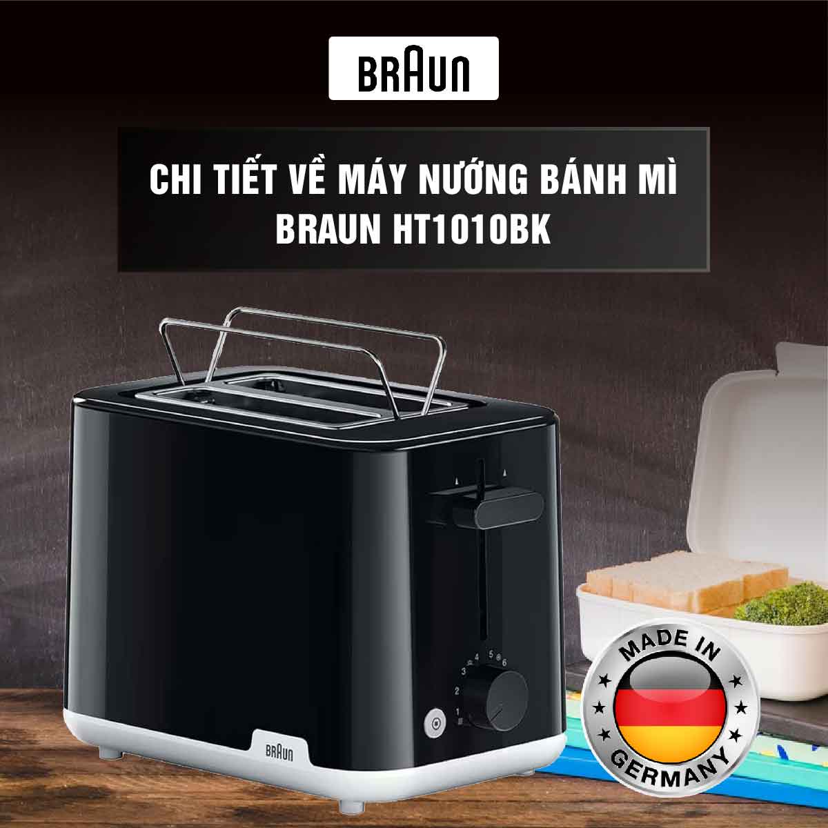 Braun HT1010BK thiết kế nhỏ gọn, sang trọng, tiện lợi
