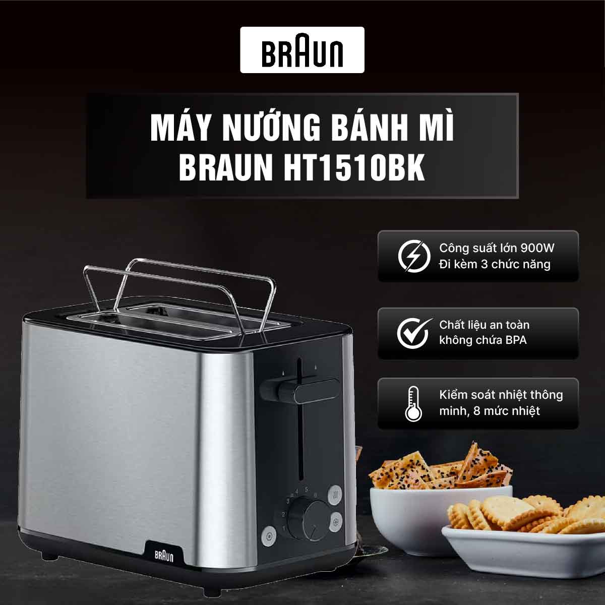 Máy nướng bánh mì Braun HT1510BK - Trải nghiệm nướng bánh mì tiện lợi