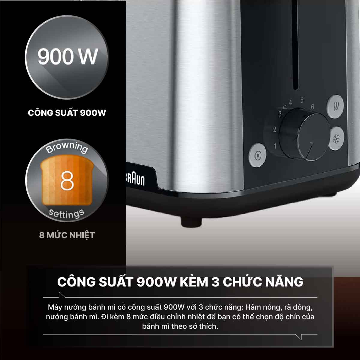 Braun HT1510BK sở hữu công suất mạnh mẽ 900W