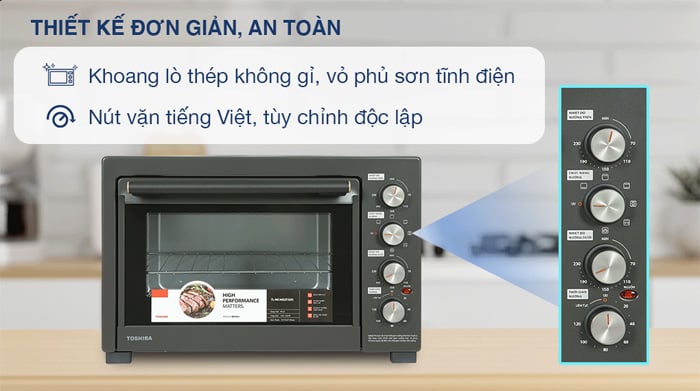 Lò nướng Toshiba TL-MC40EZF(GR) có thiết kế hiện đại, sang trọng