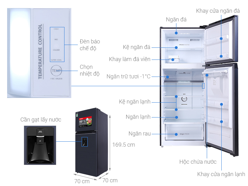 Tủ lạnh Toshiba Inverter 407 lít GR-RT535WE-PMV(06)-MG